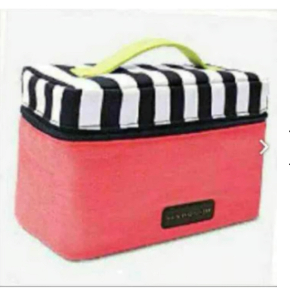 Victoria's Secret Pink and Black Striped Lingerie Travel Bag